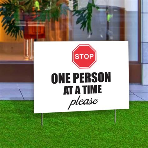 Stop One Person At A Time Please Double Sided Yard Sign 23x17 In