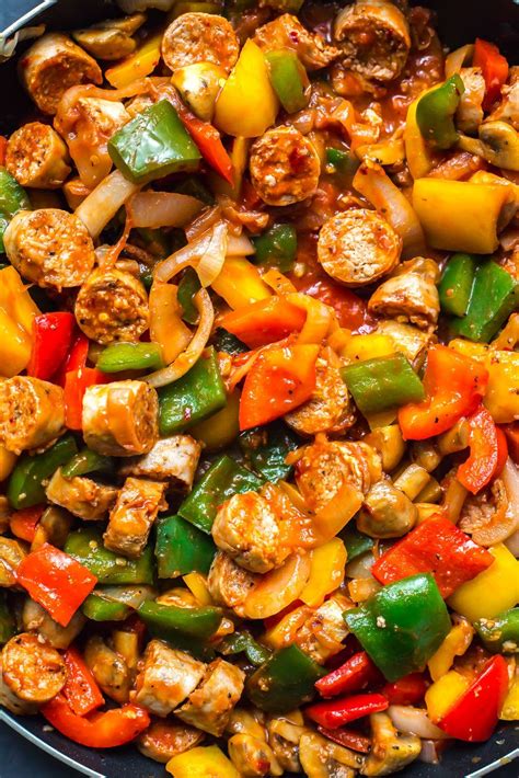 Some good italian sausages will really take this jambalaya over the top. Meal Prep Sausage Peppers and Onions Skillet - The Girl on ...