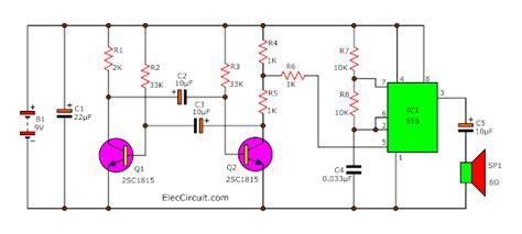 Make Police Siren Circuit Using 555 Timer Transistors And Op Amp