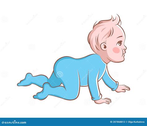 Niño Feliz Personaje De Dibujos Animados Bebé En Ropa Azul Lindo Rubio