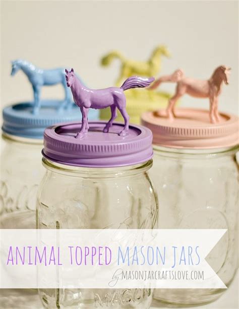 Animal Topped Mason Jars Mason Jar Diy Jar Crafts Mason Jar Crafts