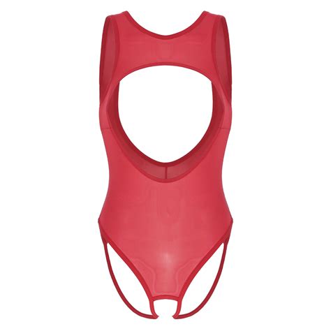 Womans Sexy One Piece Swimwear High Cut Leotard Hollow Out Crotchless Swimsuits Ebay