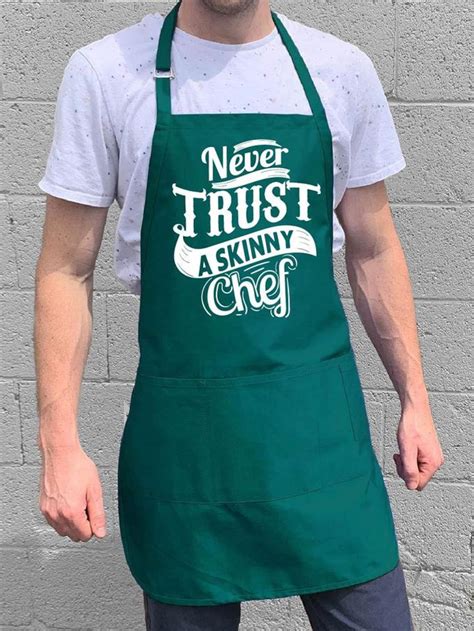 Never Trust A Skinny Chef Apron Funny Bbq Grilling Apron For Etsy