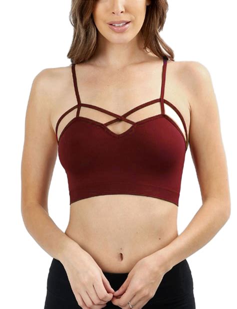 women s seamless front criss cross strap sports bralette kogmo