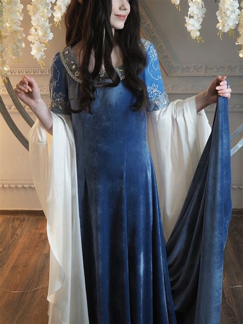 in stock lord of the rings cosplay arwen blue dress etsy