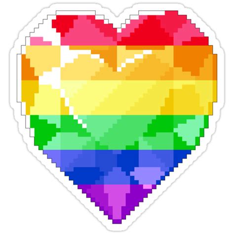 Pixel Pride Heart Gem Rainbow Flag Stickers By Sleepyspooks Redbubble