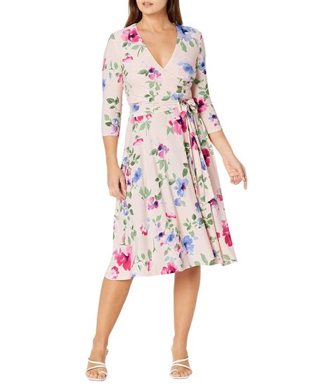 Lauren By Ralph Lauren Petite Floral Surplice Jersey Dress In Pink Lyst