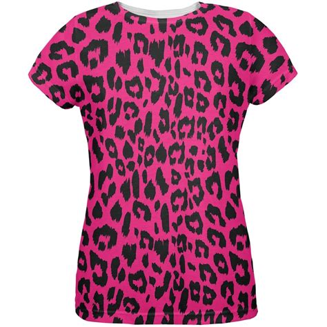 Pink Cheetah Print All Over Womens T Shirt Pink Cheetah Print T
