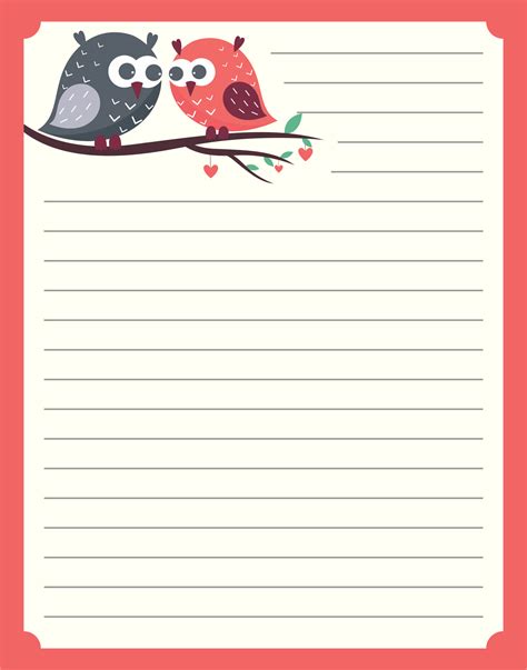 8 Best Cute Owls Love Letter Stationery Printable