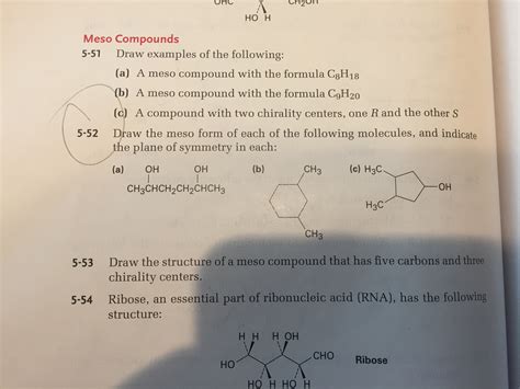 Solved Draw Examples Of The Following A Meso Compound With Chegg Com