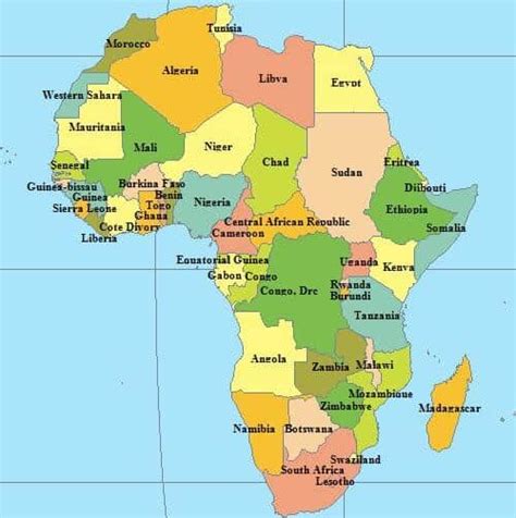 Map Of Africa Countries And Their Capitals