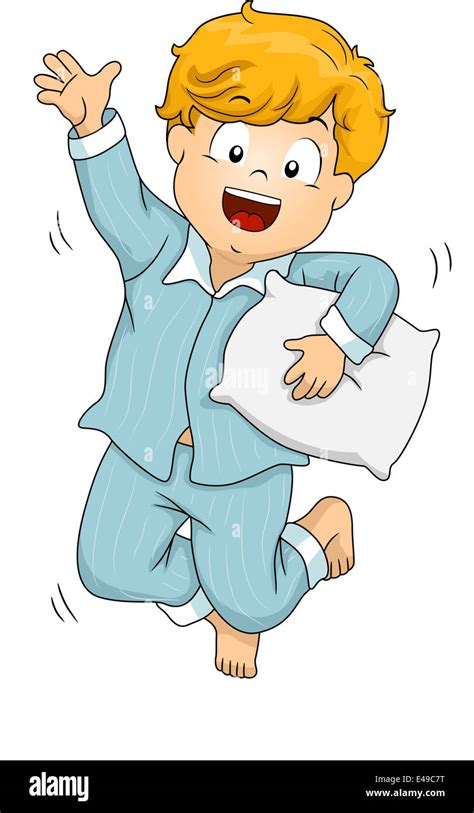 Illustration Of A Boy Wearing Pajamas Jumping Happily Stock Photo Alamy