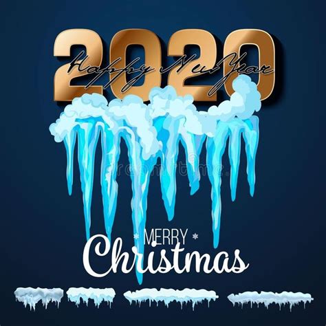 2020 Vector Collection Of Snow Caps Pile Icicles Isolated On