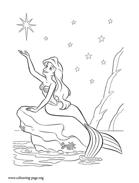This drawing was made at internet users' disposal on 07 february 2106. The Little Mermaid - Ariel makes a special wish coloring page