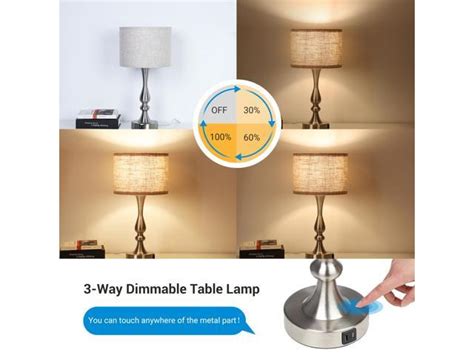 Dewenwils Touch Control Table Lamp 3 Way Dimmable With 2 Usb Ports For