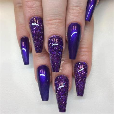 Magnificent Coffin Nails Designs You Must Try Purple Acrylic