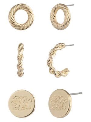 Lauren Ralph Lauren Pair Goldtone Stud Earrings Set Thebay