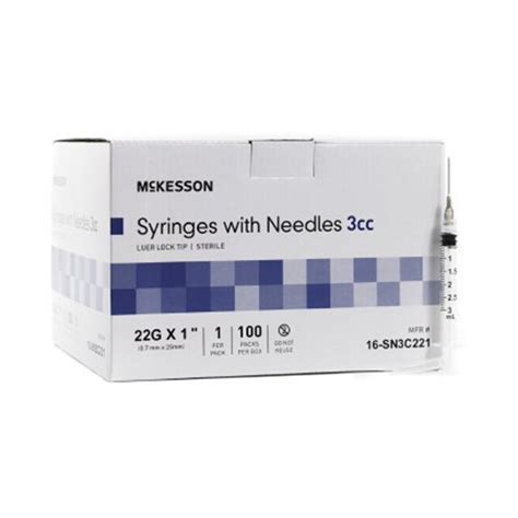 Mckesson Syringe With Hypodermic Needle 3 Ml 22 Gauge X 1 Inch