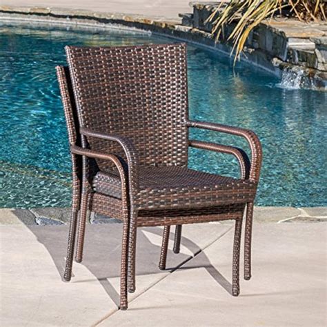 278771 Stackable Outdoor Contemporary Wicker Stacking Chairs Set Of 2