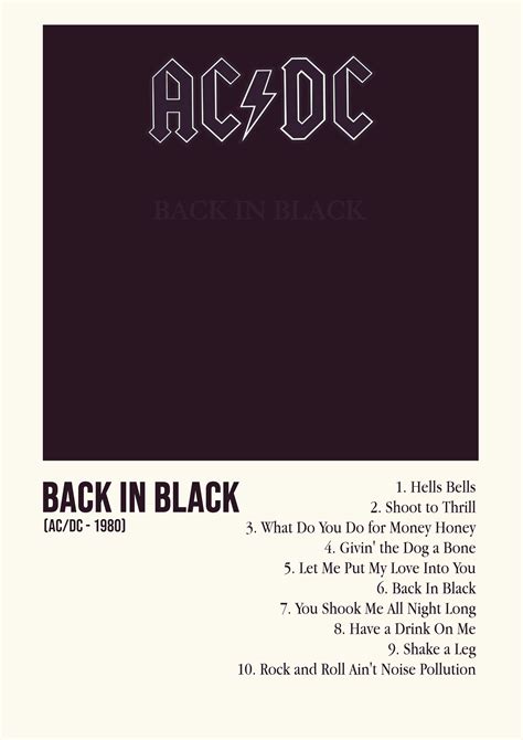 Back In Black Acdc Minimalistic Poster Music Poster Ideas Vintage Music Posters Minimalist