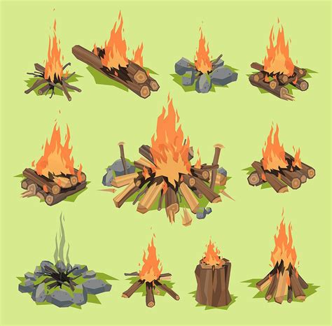 Fire Flame Firewood Outdoor Travel Fire Art Campfire Drawing