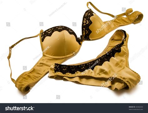 Стоковая фотография 42466354 Sexy Golden Set Lingerie Bra Panties