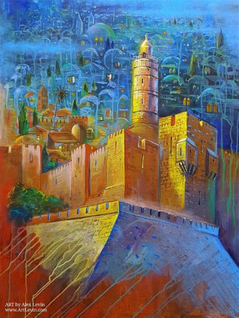 Original Oil Painting Heavenly Jerusalem Alex Levin