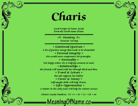 Charis Meaning Of Name