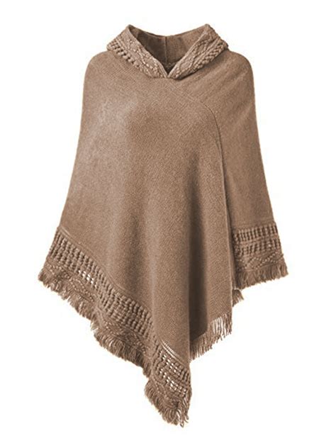 Sayfut Fashion Knit Tassel Fringed Pullover Poncho Sweater Cape Shawl