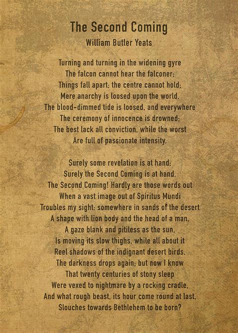 The Second Coming By William Butler Yeats Classic Poem On Worn