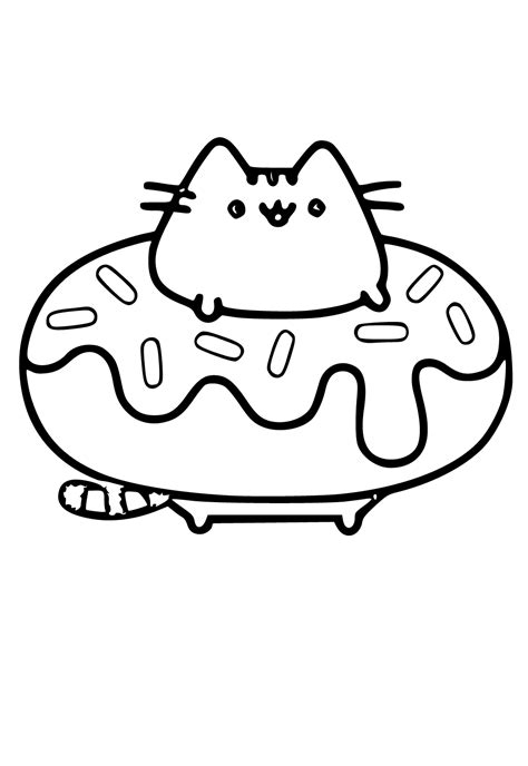 Free Printable Donut Pusheen Coloring Page For Adults And Kids