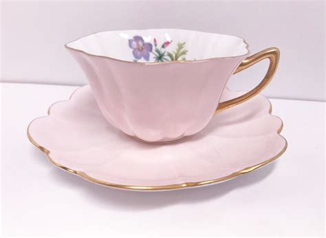 Reserved For Fs Pink Shelley Teacup And Saucer Stratford Shape Shelley Tea Cups Shelley Wild