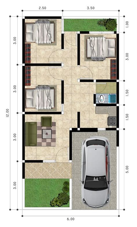 Desain rumah minimalis 2 lantai sederhana. Ide Desain Denah Rumah Type 48 dengan 3 Kamar Tidur - Ndik ...