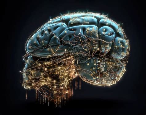Human Brain Merged With Circuitry Metaphor For Ai And Human Machine