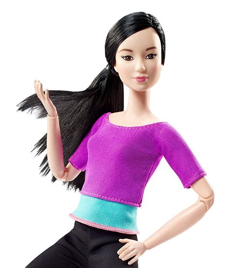 Barbie Made To Move Posable Doll In Purple Color Blocked Top And Yoga Leggings Flexible With