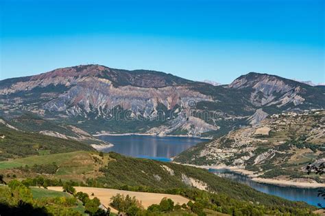 The Village Saint Vincent Les Forts At Lake Serre Poncon In France Near