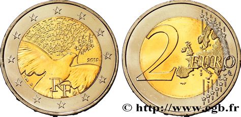 France 2 Euro La Paix En Europe 2015 Pessac Feu741010 Euro Coins