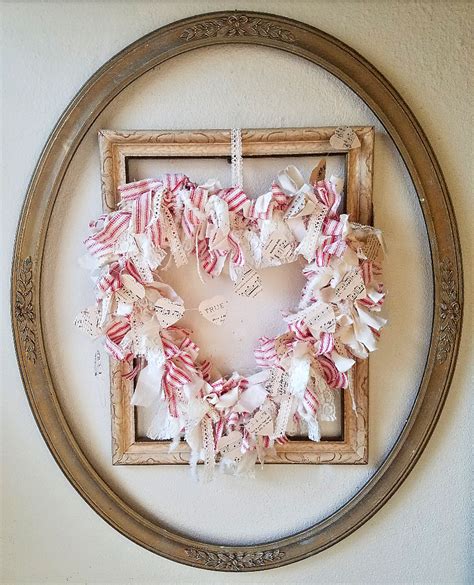 Diy Shabby Farmhouse Heart Rag Wreath Valentines Day Wreath
