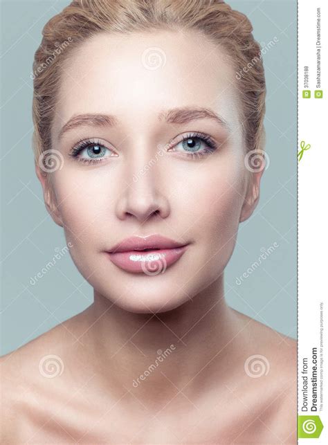 Beauty Portrait Beautiful Young Woman Blue Eyes Clean Skin Face Stock Photo Image Of