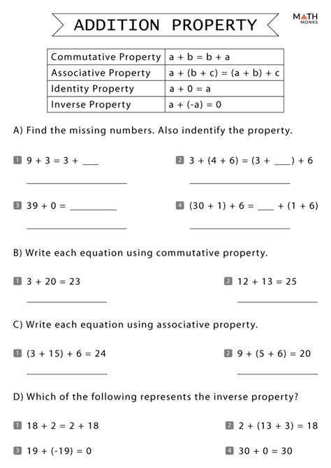 Properties Of Addition Worksheets With Answer Key