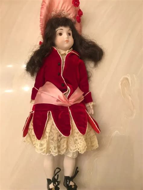 14and Bisque Doll Julia Hopple Bru 1973 Lace Velvet Red Pink Dress