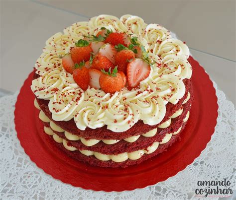 Naked Cake Red Velvet Morangos Para Festas Amando Cozinhar