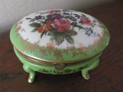 Vintage Norleans Japan Footed Porcelain Trinket Box With Etsy
