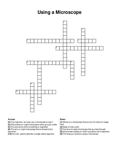 Using A Microscope Crossword Puzzle