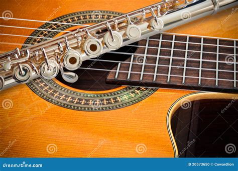 The Flute And A Classical Guitar Stock Photo Image Of Spruce Nylon