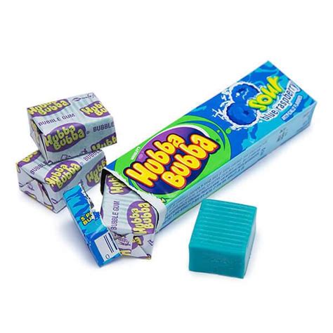 Hubba Bubba Bubble Gum Packs Sour Blue Raspberry 18 Piece Box