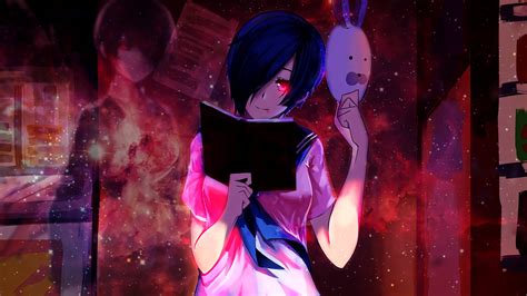 Blue Haired Female Anime Character Illustration Kirishima Touka Tokyo