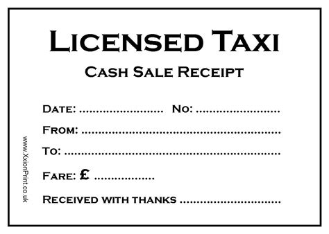 Print Taxi Receipt Online Doctemplates
