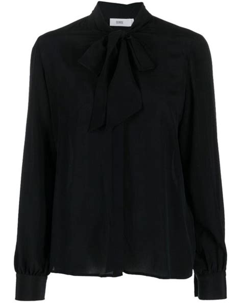 Closed Pussy Bow Silk Blouse In Black Lyst