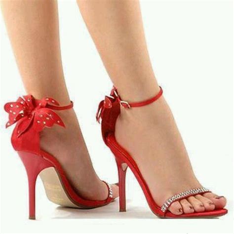 Red Bow Shoes Heels High Heels For Prom Red High Heels